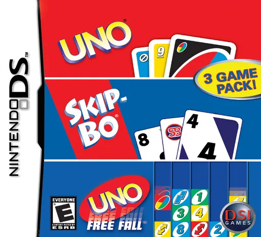 3 Game Pack! - Uno + Skip-Bo + Uno Free Fall (DS) Box Art & Cover