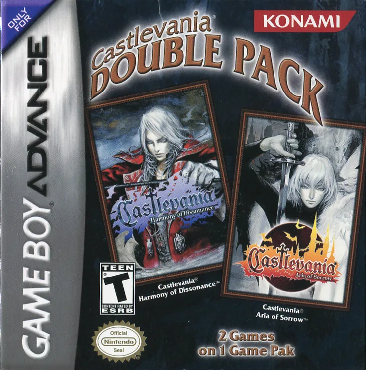 2 Games in 1 - Castlevania - Harmony of Dissonance + Castlevania - Aria of Sorrow (GBA) Box Art & Cover