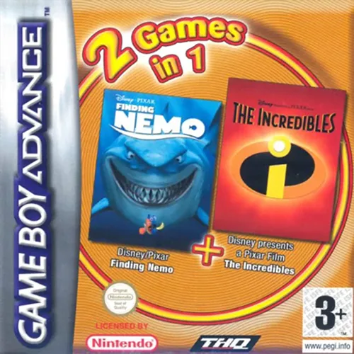 2 Games in 1 - Finding Nemo + The Incredibles (GBA) Box Art & Cover