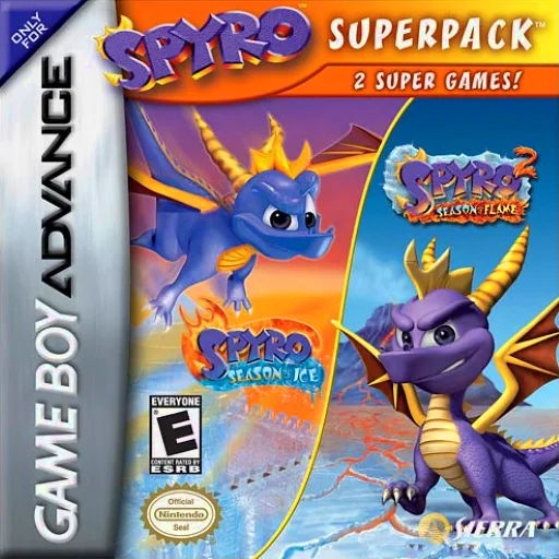2 in 1 - Spyro - Season of Ice + Spyro 2 - Season of Flame (GBA) Box Art & Cover