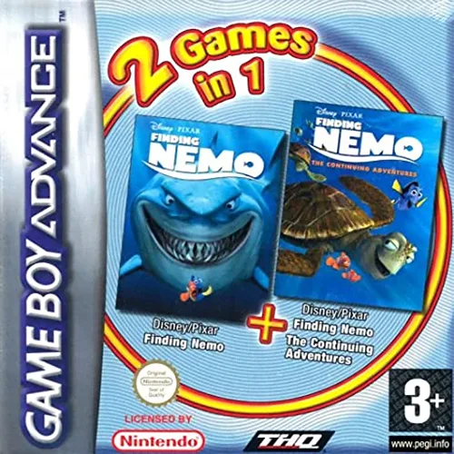 2 Games in 1 - Finding Nemo + Finding Nemo - The Continuing Adventures (GBA) Box Art & Cover