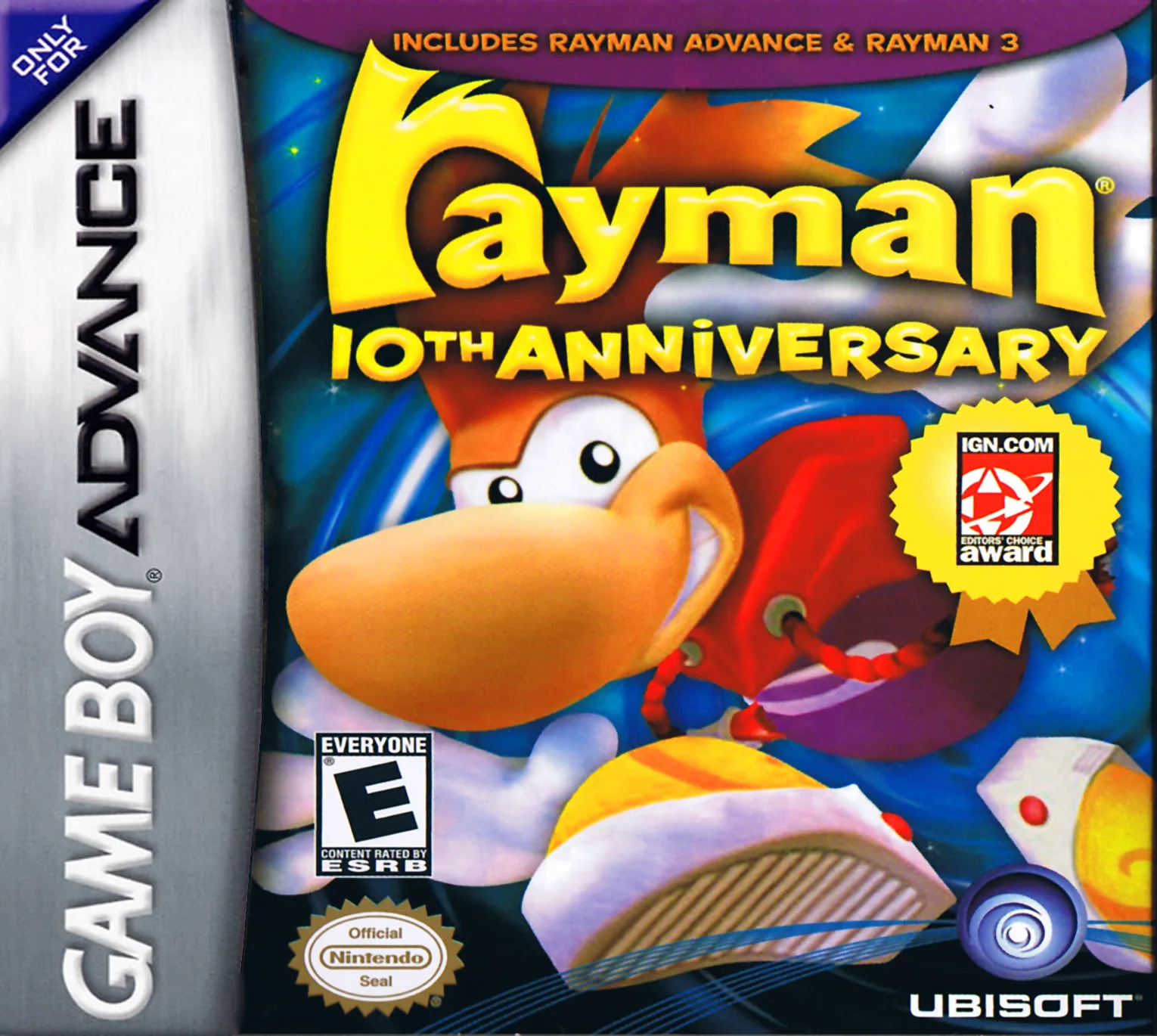 Rayman 10th Anniversary - Rayman Advance + Rayman 3 - Hoodlum Havoc (GBA) Box Art & Cover