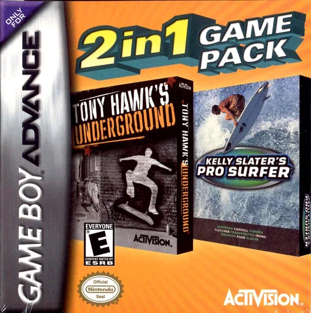 2 Games in 1 - Tony Hawk's Underground + Kelly Slater's Pro Surfer (GBA) Box Art & Cover