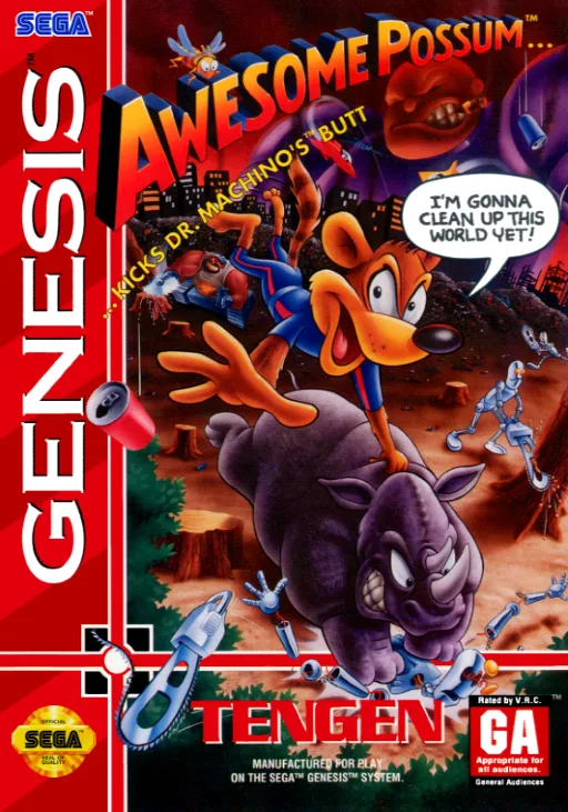 Awesome Possum Kicks Dr Machino's Butt! (MD) Box Art & Cover