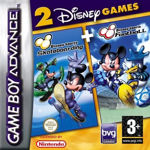 2 Games in 1 - Disney Sports - Football + Disney Sports - Skateboarding (GBA) Box Art & Cover