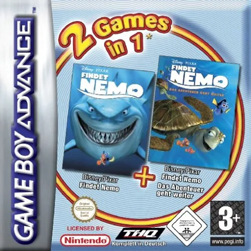 2 Games in 1 - Findet Nemo + Findet Nemo - Das Abenteuer Geht Weiter (GBA) Box Art & Cover