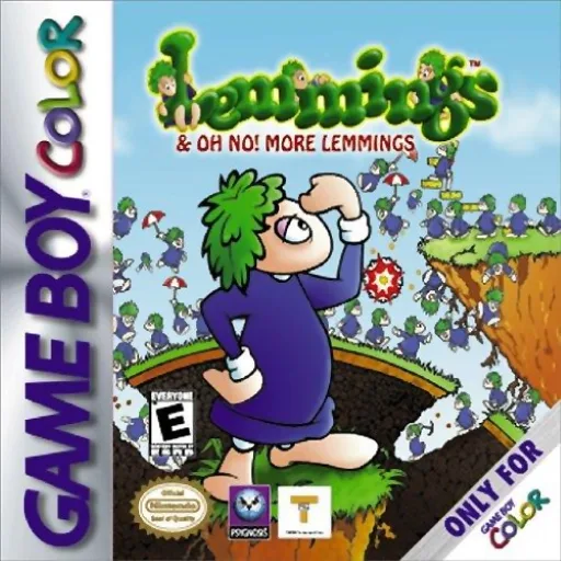 Lemmings & Oh No! More Lemmings (GBC) Box Art & Cover