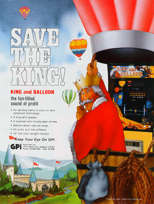 King & Balloon (US) (ARCADE) Box Art & Cover
