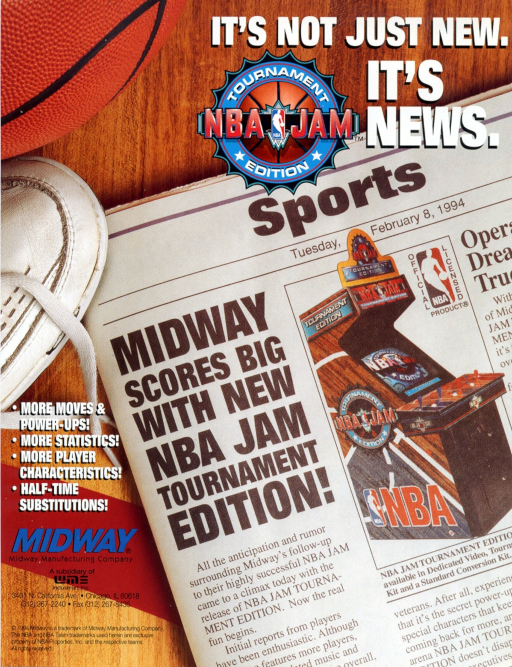 NBA Jam Tournament Edition (rev 4.0 3/23/94) (ARCADE) Box Art & Cover