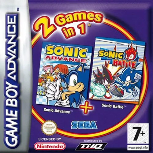 2 Games in 1 - Sonic Advance + Sonic Battle (GBA) Box Art & Cover