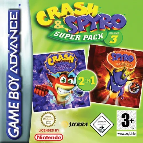 2 Games in 1 - Spyro Fusion + Crash Bandicoot Fusion (GBA) Box Art & Cover